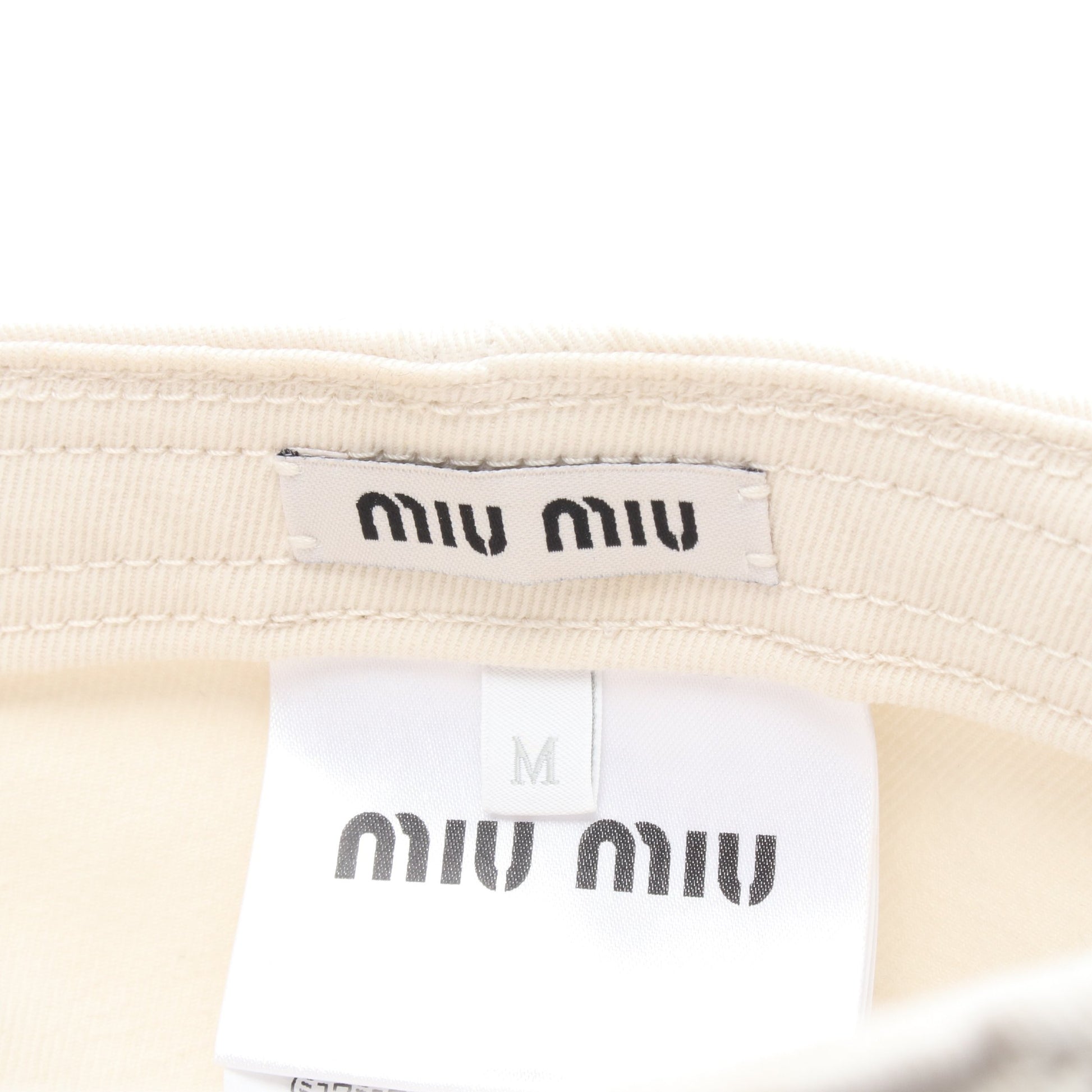 ロゴ刺繍 ベースボール キャップ コットン アイボリー グレーブラウン ミュウミュウ 財布・小物 miu miu