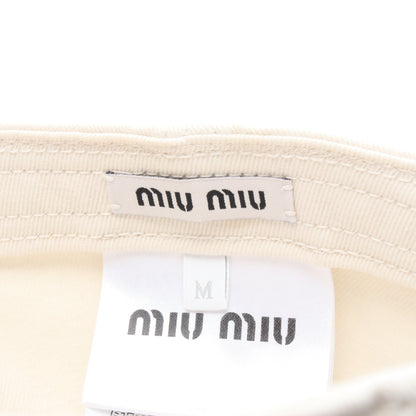 ロゴ刺繍 ベースボール キャップ コットン アイボリー グレーブラウン ミュウミュウ 財布・小物 miu miu