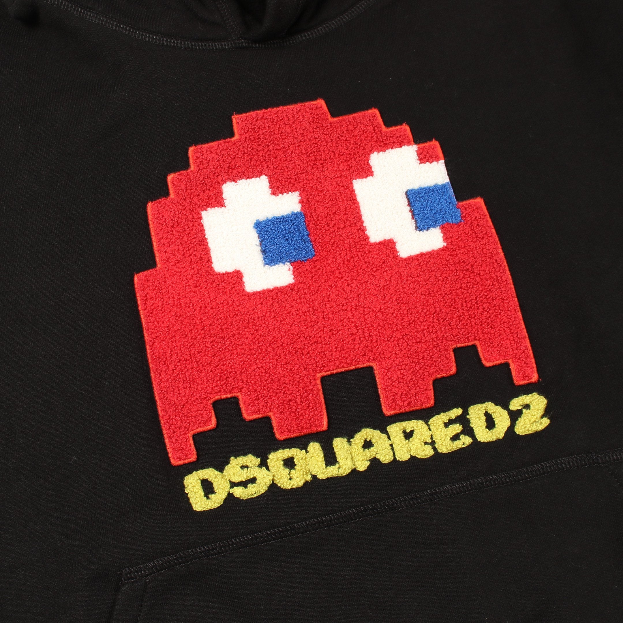 DSQUARED2 × PAC-MAN 裏起毛 プルオーバーパーカー コットン ブラック