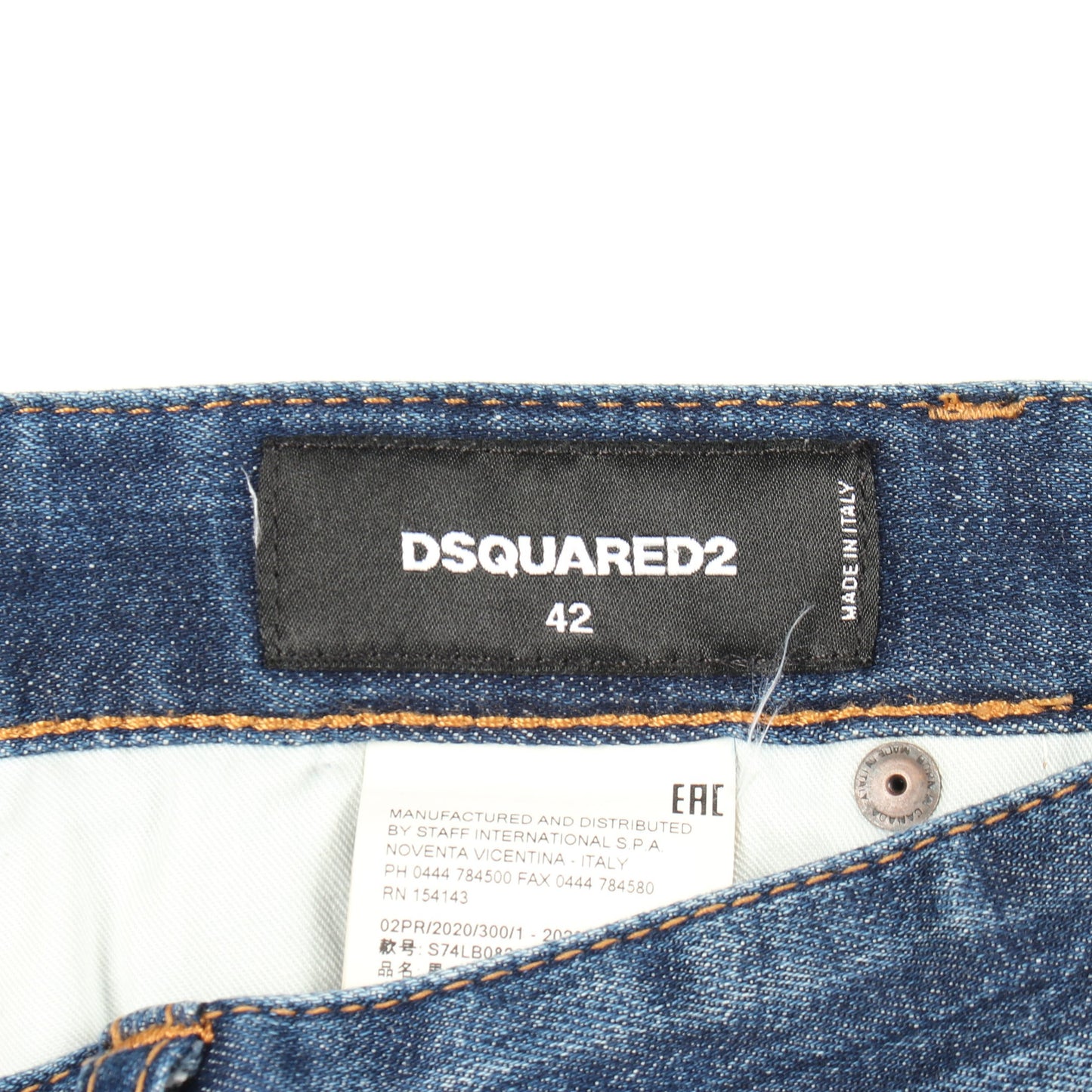 Skater Jean ダメージ加工 ボタンフライ デニムパンツ コットン ブルー ディースクエアード ボトムス DSQUARED2