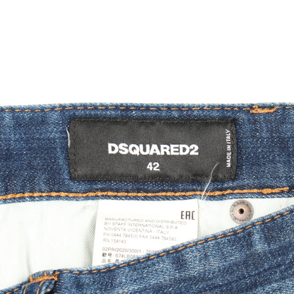 Skater Jean ダメージ加工 ボタンフライ デニムパンツ コットン ブルー ディースクエアード ボトムス DSQUARED2