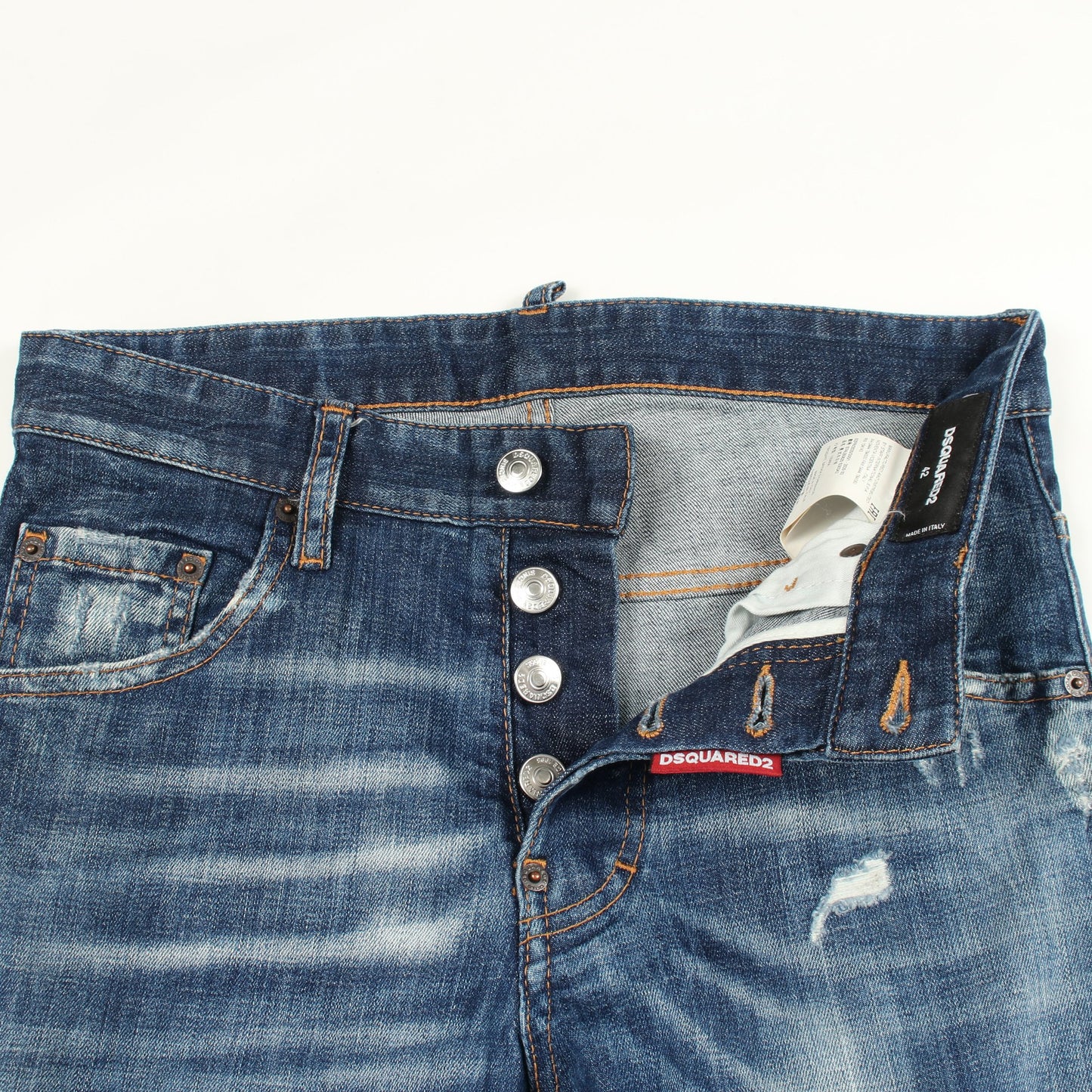 Skater Jean ダメージ加工 ボタンフライ デニムパンツ コットン ブルー ディースクエアード ボトムス DSQUARED2