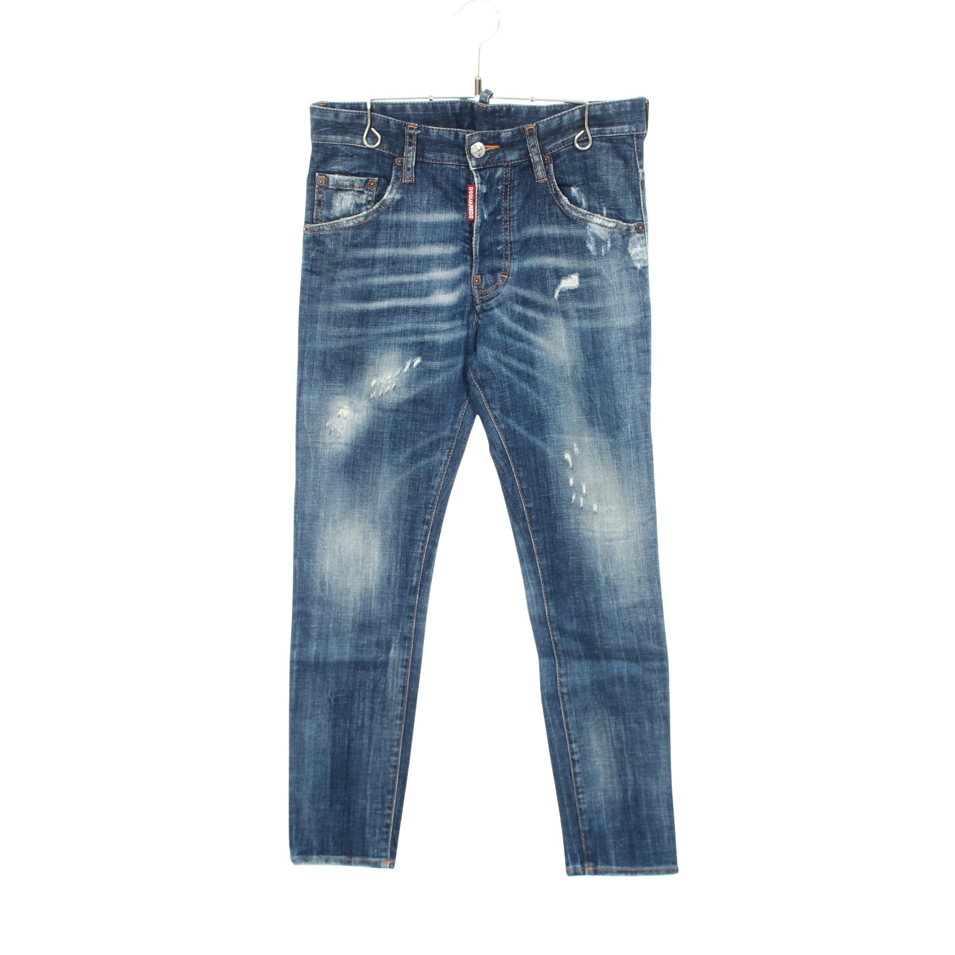 Skater Jean ダメージ加工 ボタンフライ デニムパンツ コットン ブルー ディースクエアード ボトムス DSQUARED2