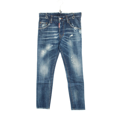 Skater Jean ダメージ加工 ボタンフライ デニムパンツ コットン ブルー ディースクエアード ボトムス DSQUARED2