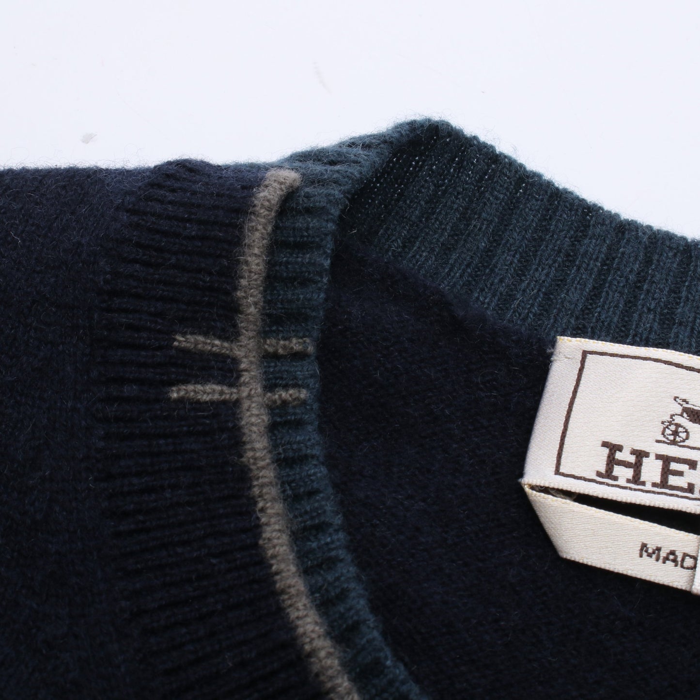 ニット クルーネック 長袖 カシミヤ ネイビー グレー ダークグリーン エルメス トップス HERMES