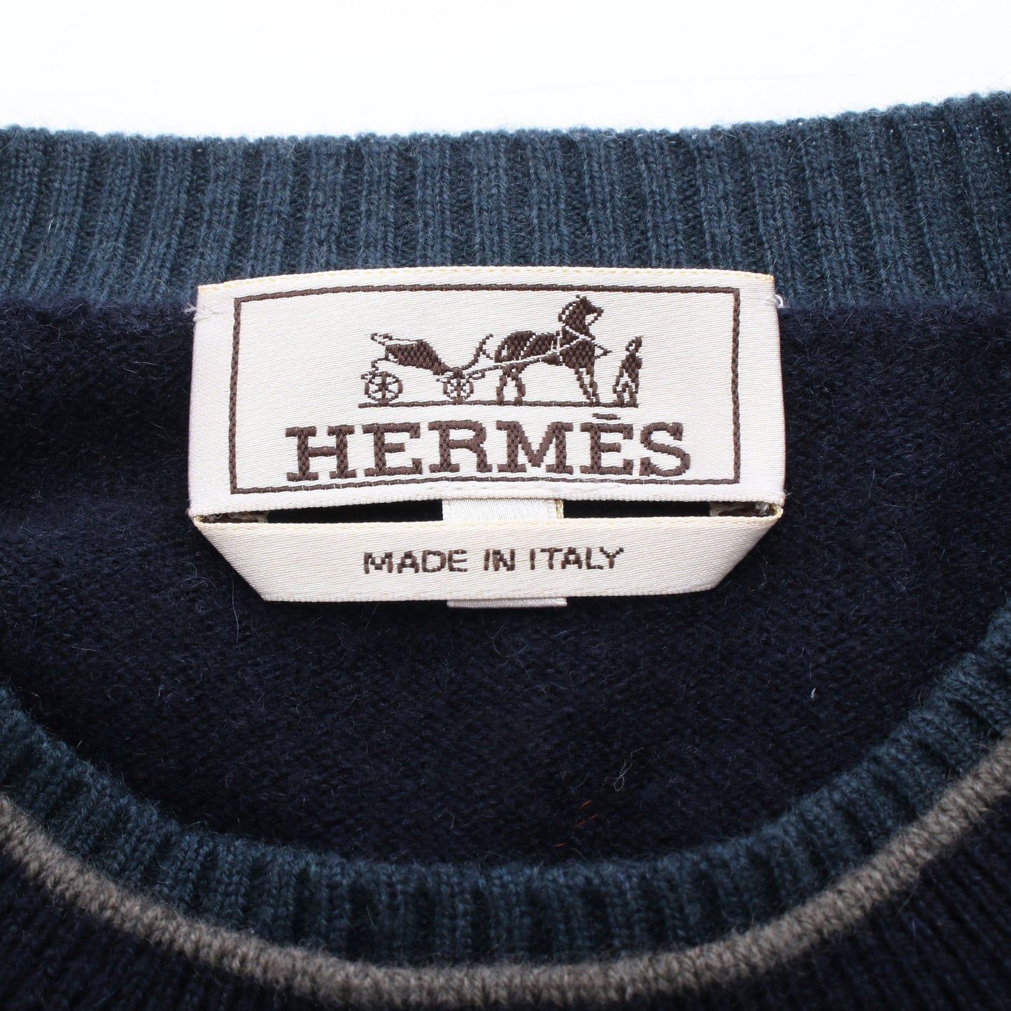 ニット クルーネック 長袖 カシミヤ ネイビー グレー ダークグリーン エルメス トップス HERMES