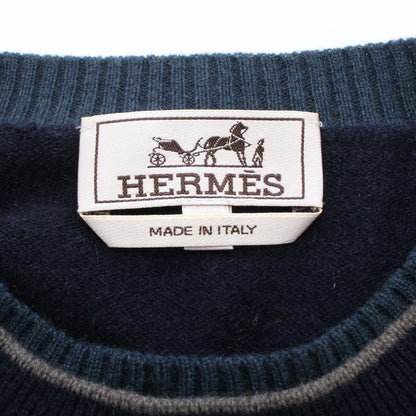 ニット クルーネック 長袖 カシミヤ ネイビー グレー ダークグリーン エルメス トップス HERMES