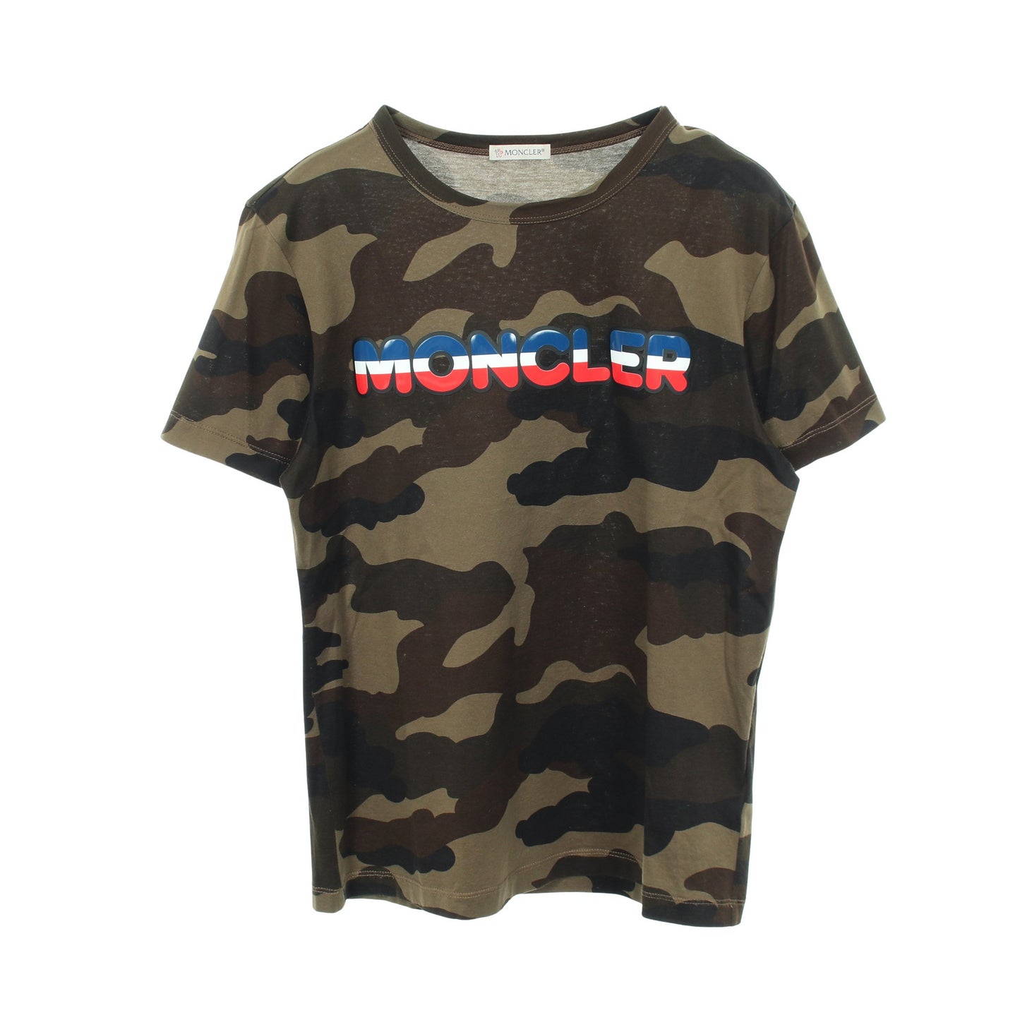 ラバーロゴ カモフラージュ 半袖Tシャツ コットン カーキグリーン マルチカラー モンクレール トップス MONCLER
