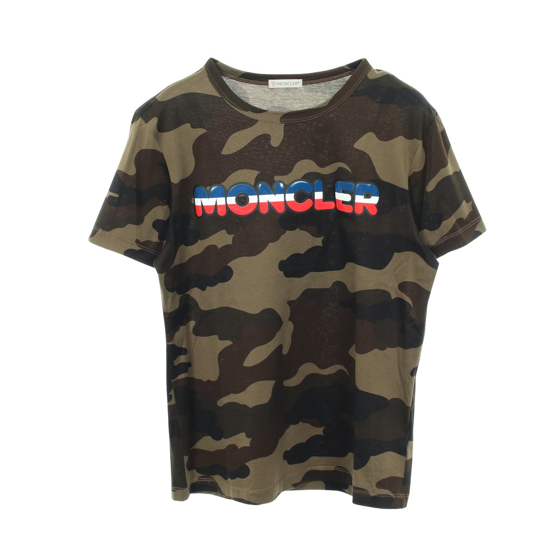ラバーロゴ カモフラージュ 半袖Tシャツ コットン カーキグリーン マルチカラー モンクレール トップス MONCLER