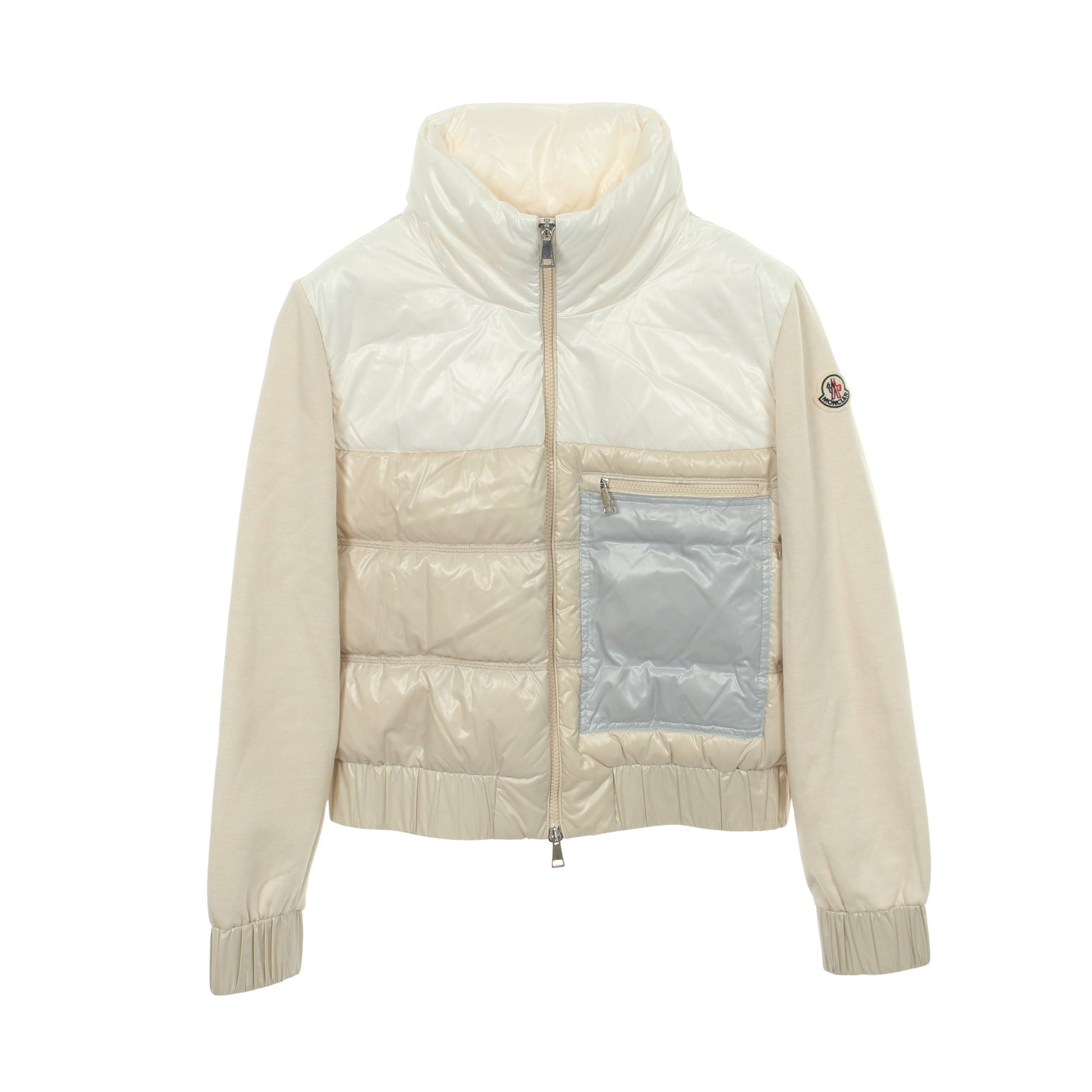切替 ダウンジャケット ナイロン コットン アイボリー オフホワイト ライトグレー モンクレール アウター MONCLER