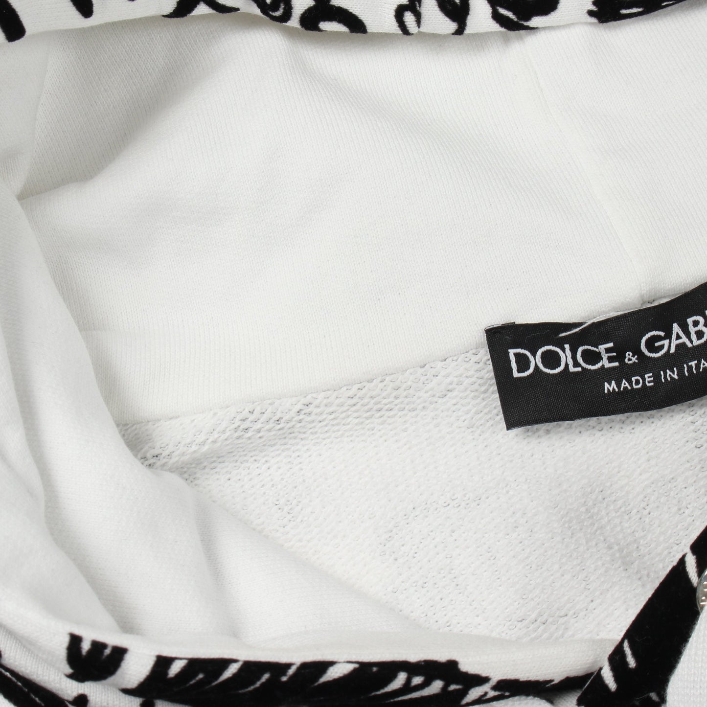 FLOCKED GRAFFITI PRINT Hoodie プルオーバーパーカー コットン ホワイト ブラック ドルチェアンドガッバーナ トップス DOLCE&GABBANA
