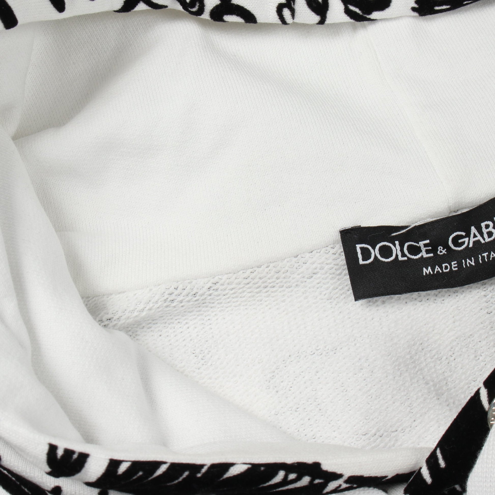 FLOCKED GRAFFITI PRINT Hoodie プルオーバーパーカー コットン ホワイト ブラック ドルチェアンドガッバーナ トップス DOLCE&GABBANA
