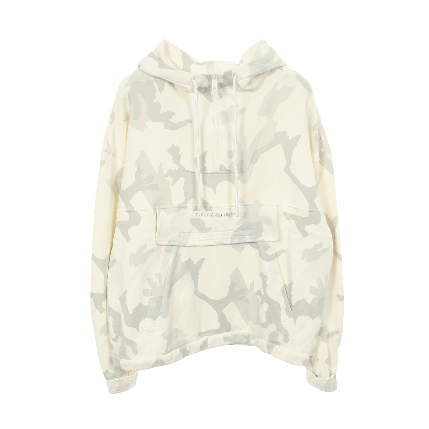 カモフラージュ ハーフジップ プルオーバーパーカー コットン ホワイト グレー ドルチェアンドガッバーナ トップス DOLCE&GABBANA