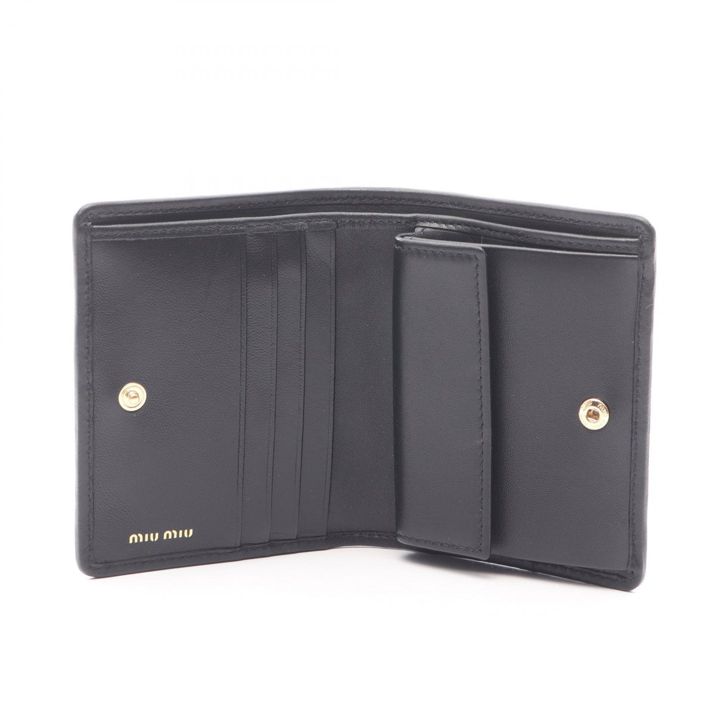 MATELASSE'MIU 二つ折り財布 レザー ブラック ミュウミュウ 財布・小物 miu miu