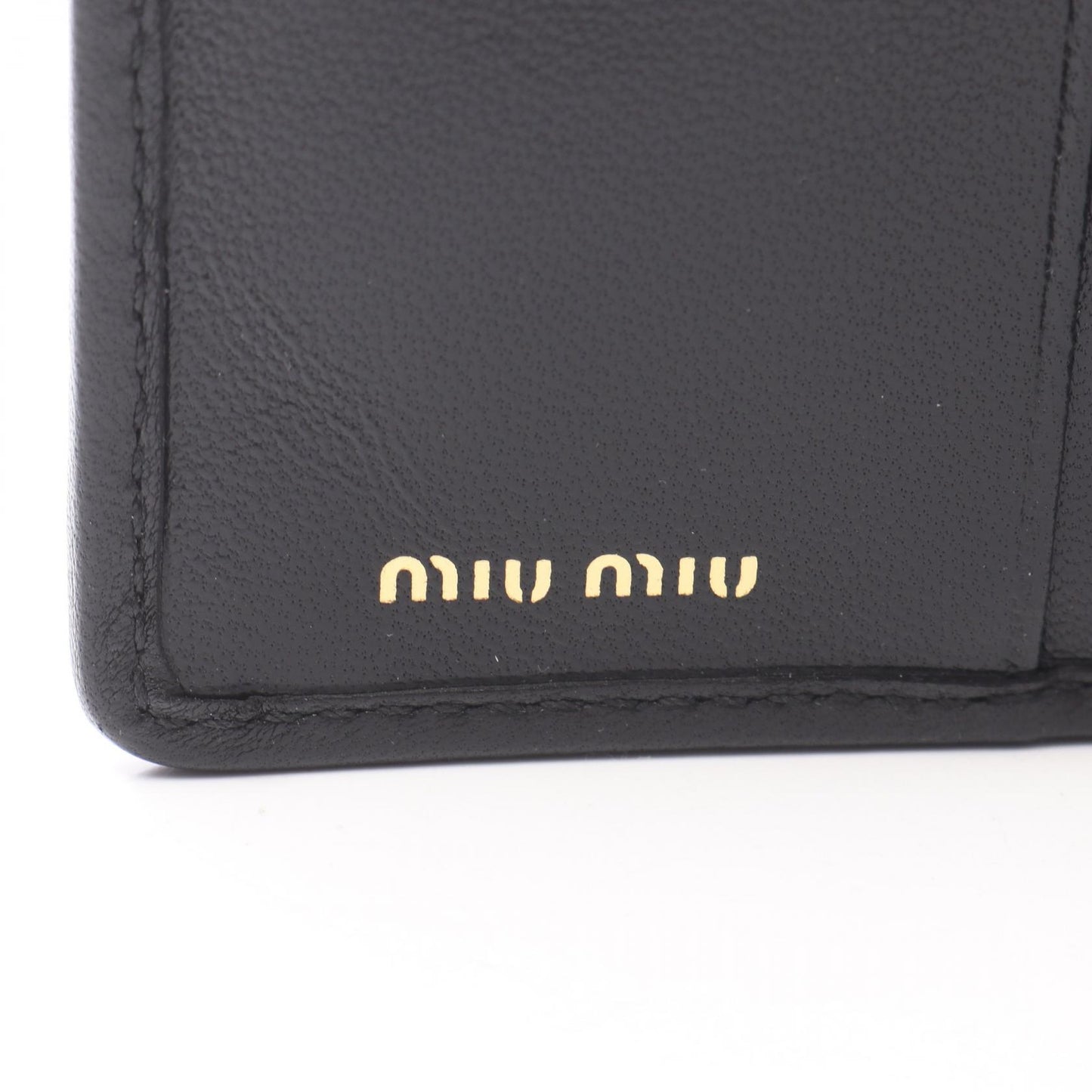 MATELASSE'MIU 二つ折り財布 レザー ブラック ミュウミュウ 財布・小物 miu miu