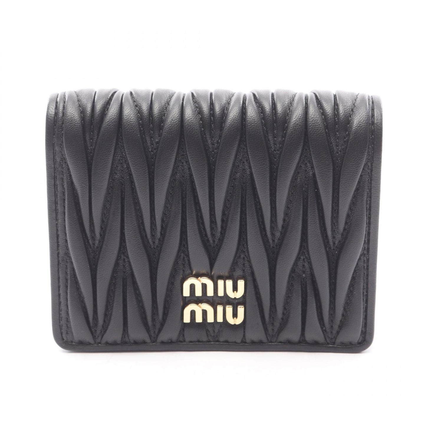MATELASSE'MIU 二つ折り財布 レザー ブラック ミュウミュウ 財布・小物 miu miu