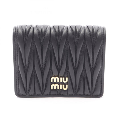 MATELASSE'MIU 二つ折り財布 レザー ブラック ミュウミュウ 財布・小物 miu miu