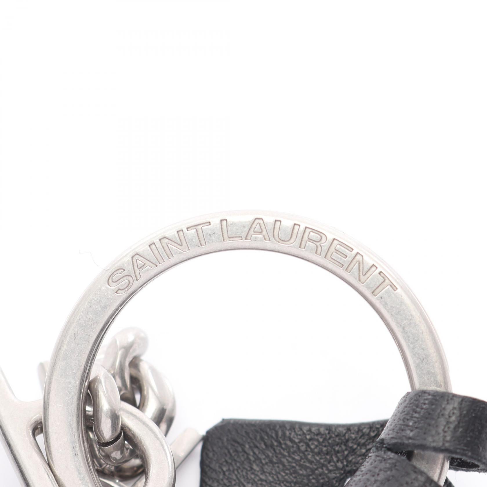 モノグラム バッグチャーム レザー ブラック シルバー サンローランパリ 財布・小物 SAINT LAURENT PARIS