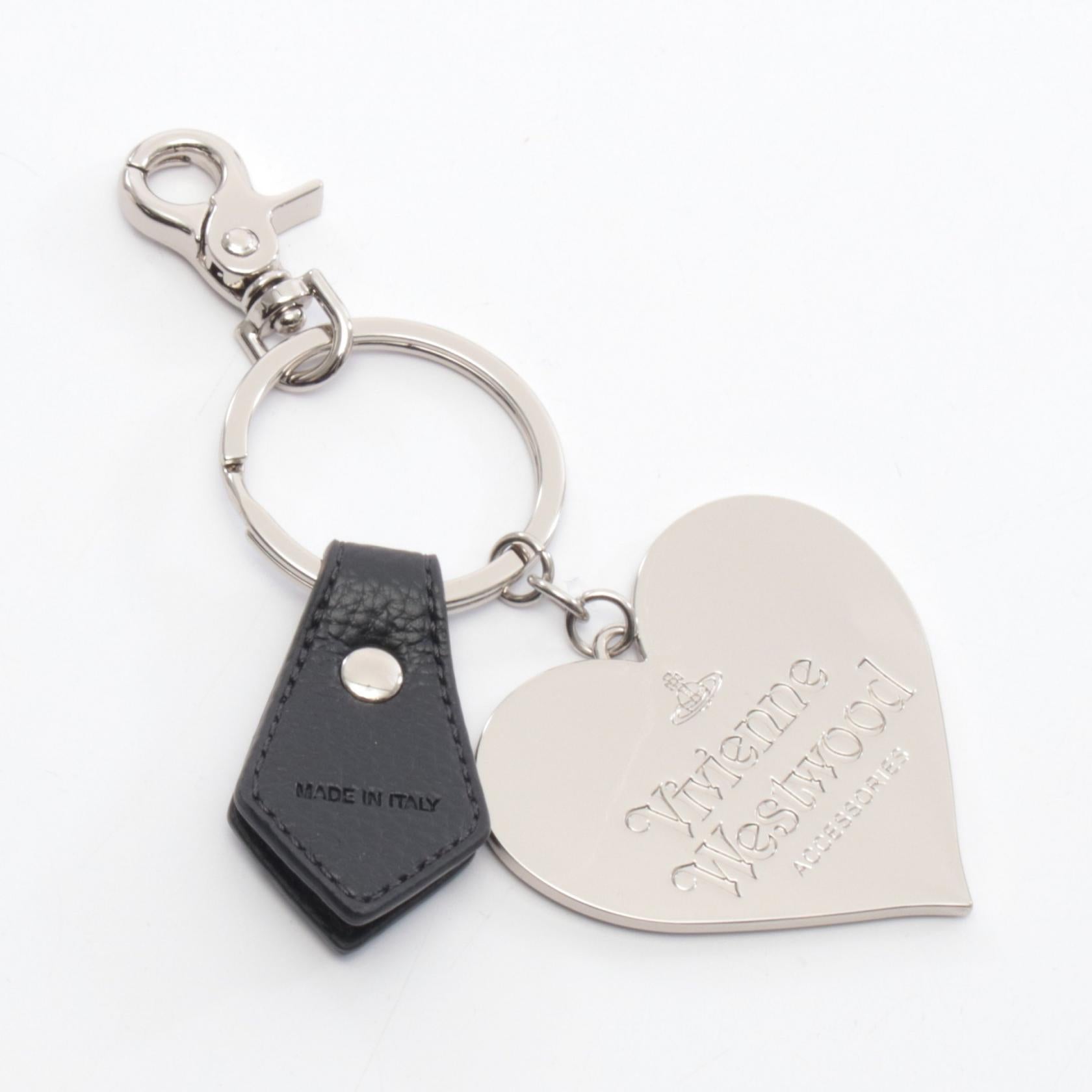 MIRROR HEART ORB バッグチャーム レザー シルバー ブラック