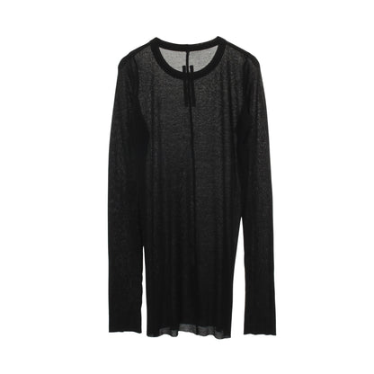 リブ ロングスリーブ 長袖Tシャツ ビスコース ブラック リックオウエンス トップス Rick Owens