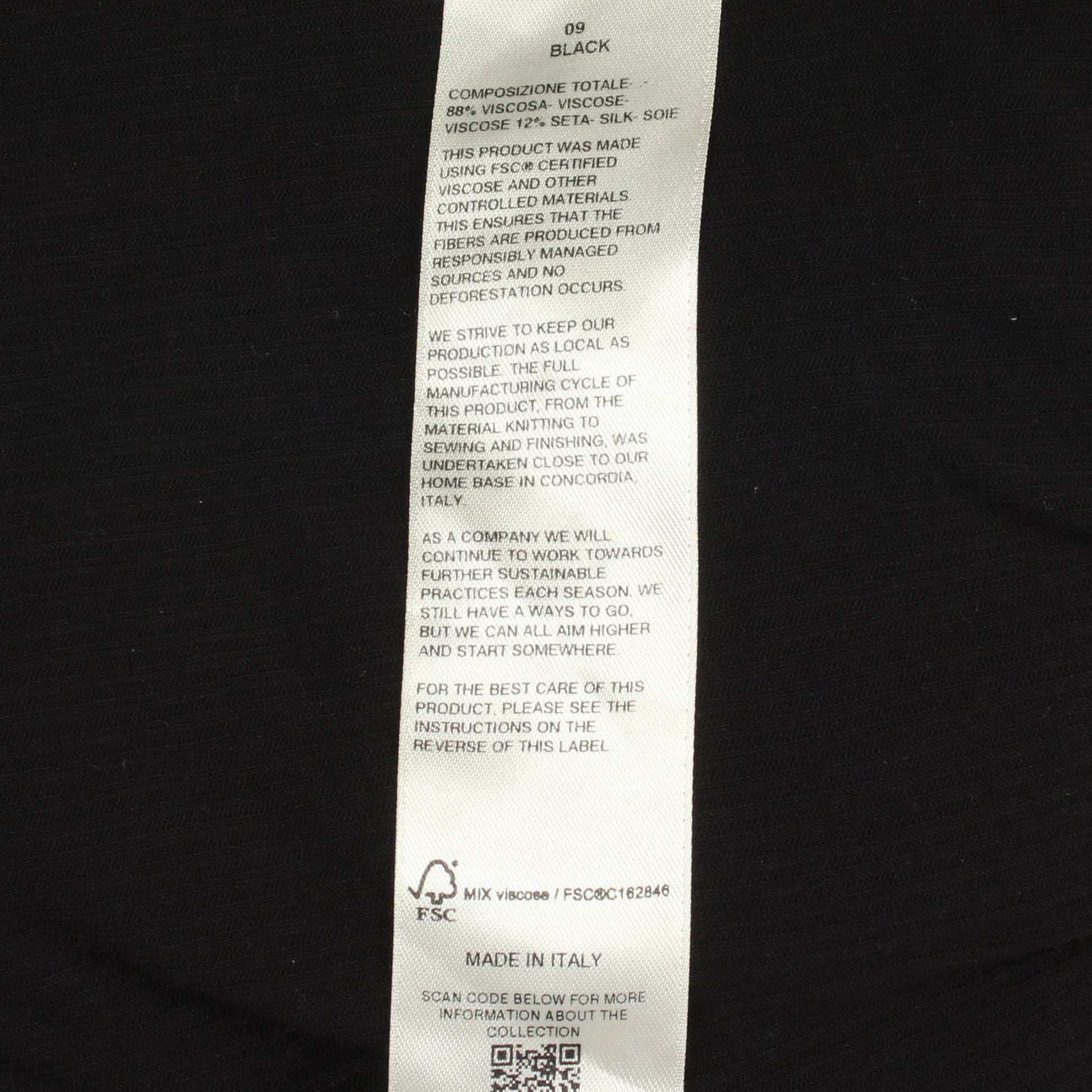 リブ ロングスリーブ 長袖Tシャツ ビスコース ブラック リックオウエンス トップス Rick Owens