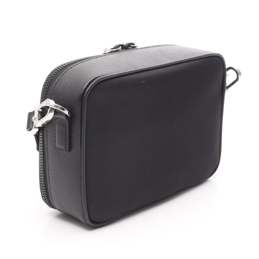 ブリック ショルダーバッグ ナイロン サフィアーノレザー ブラック プラダ