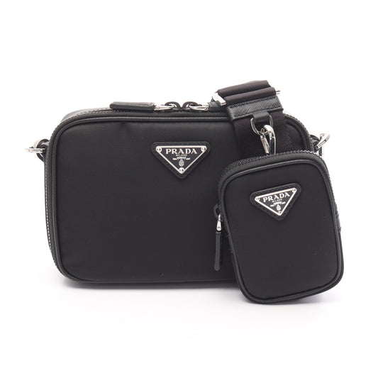 ブリック ショルダーバッグ ナイロン サフィアーノレザー ブラック プラダ
