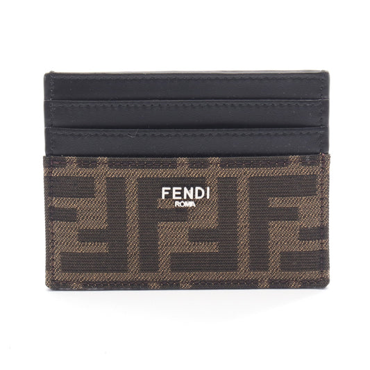 ズッカ カードケース キャンバス レザー ブラウン ブラック フェンディ 財布・小物 FENDI