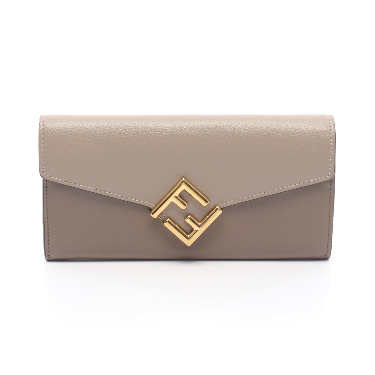 FFダイヤモンド 二つ折り長財布 レザー グレーベージュ グレーブラウン フェンディ 財布・小物 FENDI