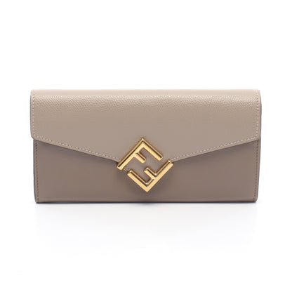 FFダイヤモンド 二つ折り長財布 レザー グレーベージュ グレーブラウン フェンディ 財布・小物 FENDI