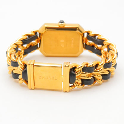 プルミエール S レディース 腕時計 クオーツ GP レザー ブラック シャネル