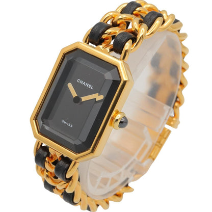 プルミエール S レディース 腕時計 クオーツ GP レザー ブラック シャネル