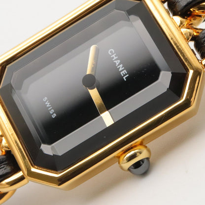 プルミエール S レディース 腕時計 クオーツ GP レザー ブラック シャネル