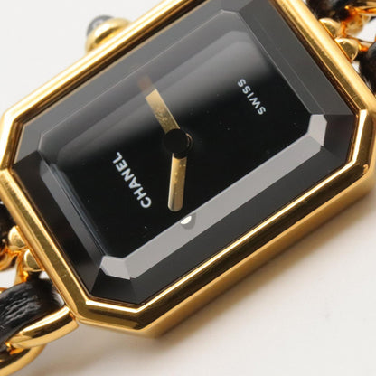 プルミエール S レディース 腕時計 クオーツ GP レザー ブラック シャネル