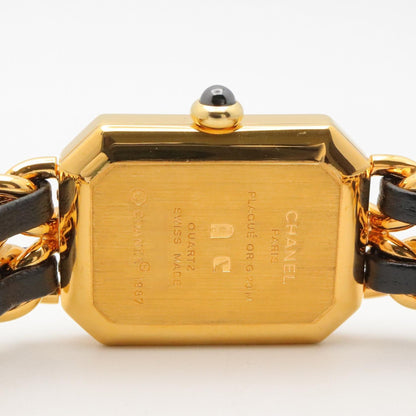 プルミエール S レディース 腕時計 クオーツ GP レザー ブラック シャネル