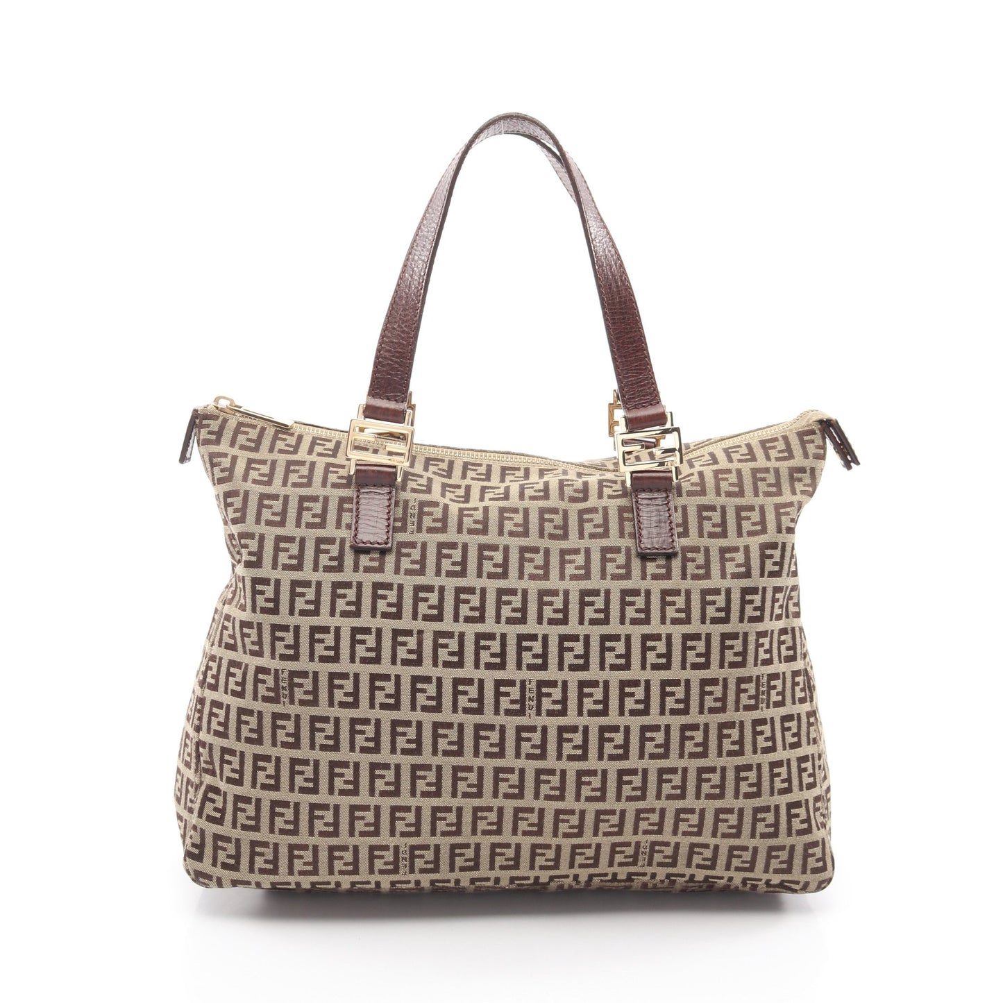 ズッキーノ ハンドバッグ トートバッグ キャンバス レザー ベージュ ダークブラウン フェンディ バッグ FENDI