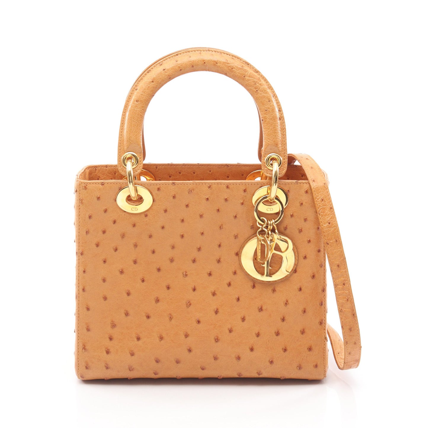 LADY DIOR レディディオール ハンドバッグ オーストリッチ ライトブラウン 2WAY クリスチャンディオール バッグ Christian Dior
