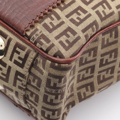 ズッキーノ ハンドバッグ トートバッグ キャンバス レザー ベージュ ダークブラウン フェンディ バッグ FENDI