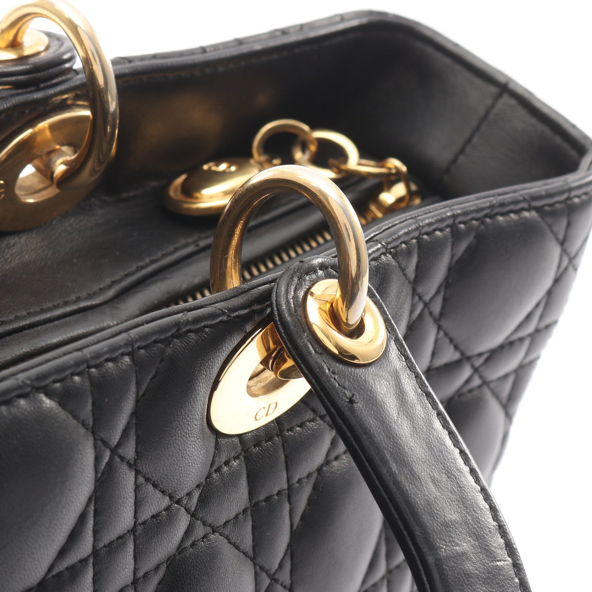 レディディオール ラージ カナージュ ハンドバッグ レザー ブラック 2WAY クリスチャンディオール バッグ Christian Dior