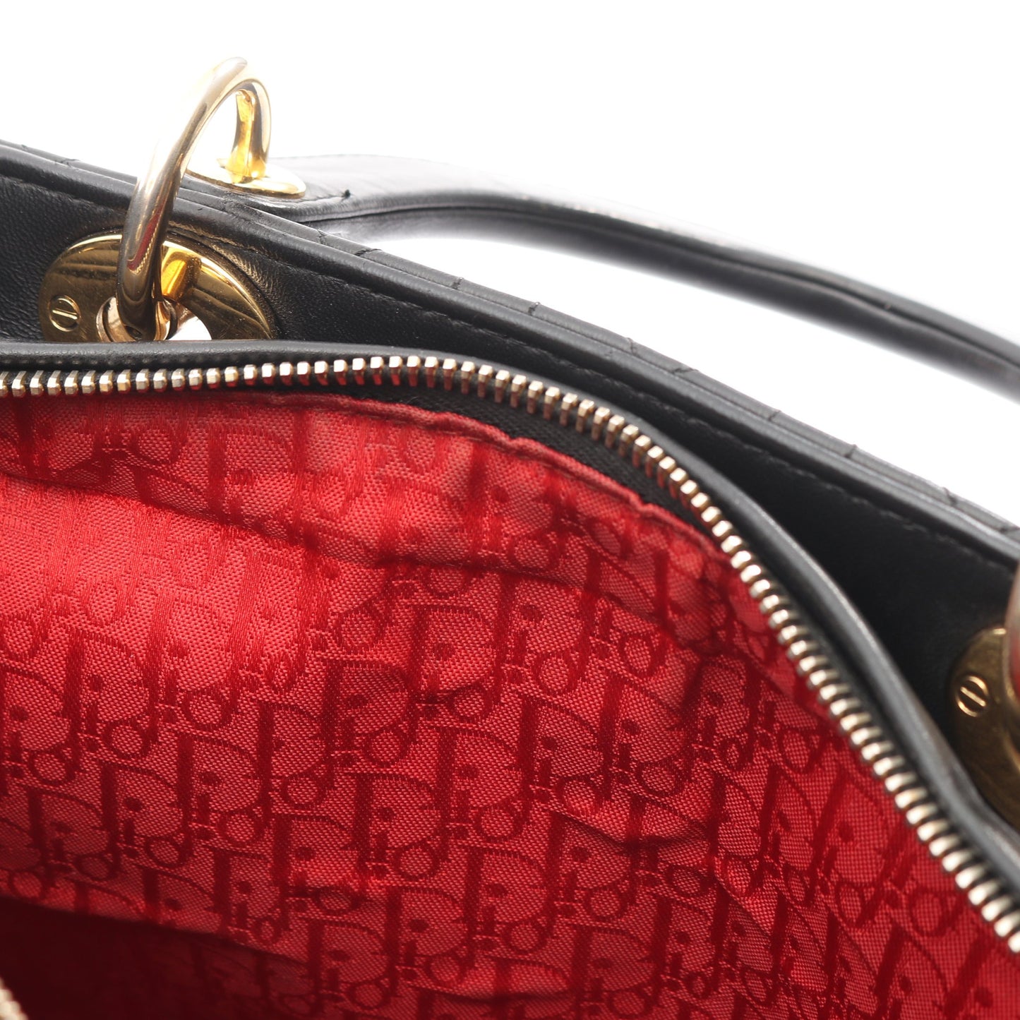 レディディオール ラージ カナージュ ハンドバッグ レザー ブラック 2WAY クリスチャンディオール バッグ Christian Dior