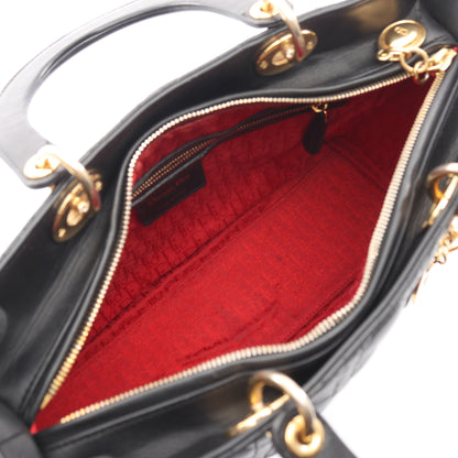 レディディオール ラージ カナージュ ハンドバッグ レザー ブラック 2WAY クリスチャンディオール バッグ Christian Dior