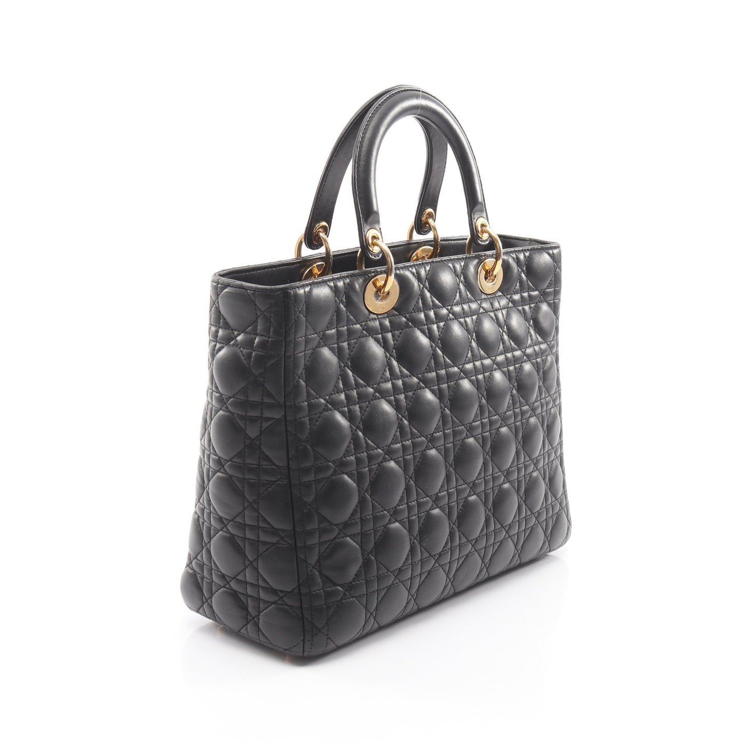 レディディオール ラージ カナージュ ハンドバッグ レザー ブラック 2WAY クリスチャンディオール バッグ Christian Dior