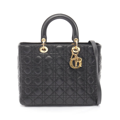 レディディオール ラージ カナージュ ハンドバッグ レザー ブラック 2WAY クリスチャンディオール バッグ Christian Dior