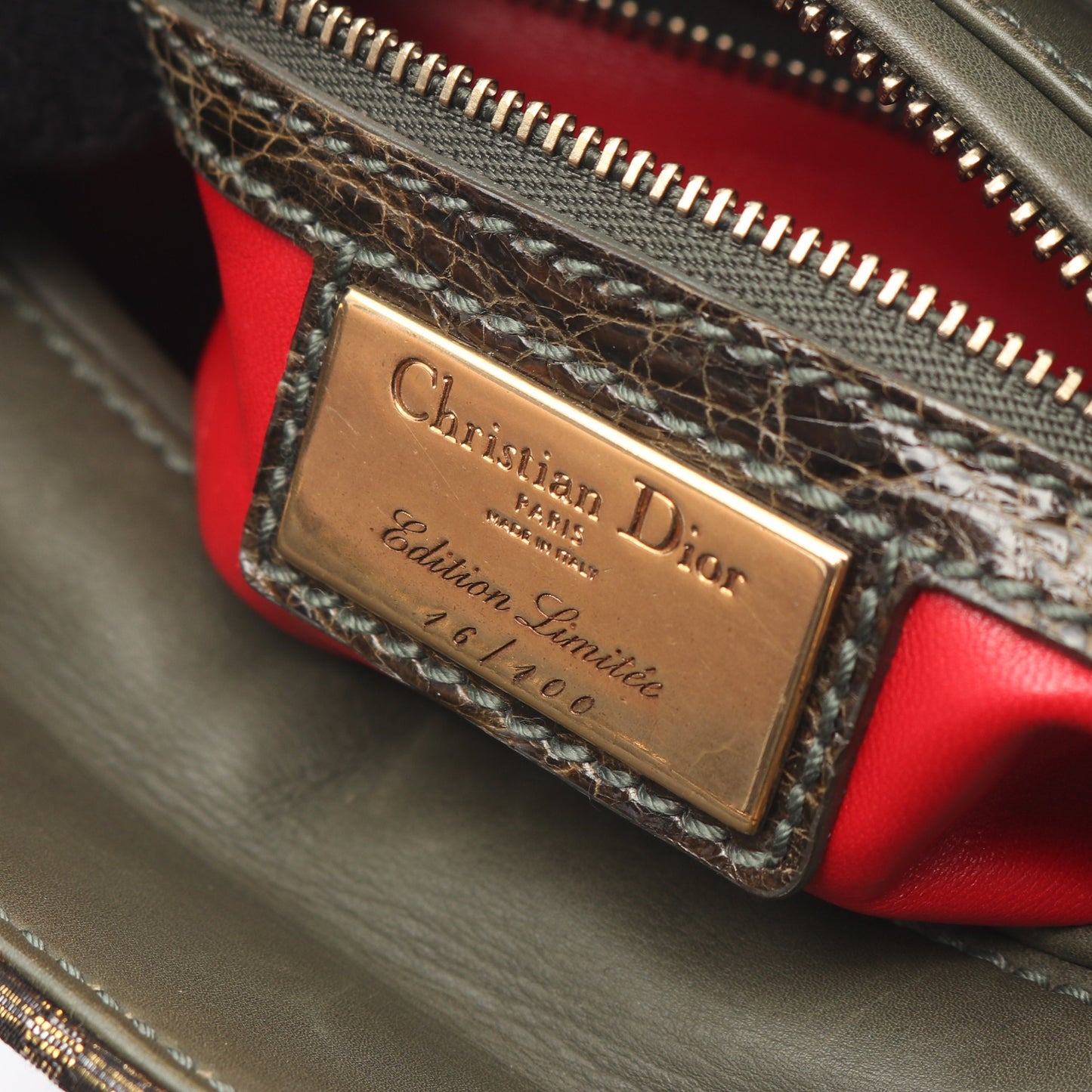 LADY DIOR レディディオール ハンドバッグ レザー クロコダイル カーキグリーン 2WAY クリスチャンディオール バッグ Christian Dior