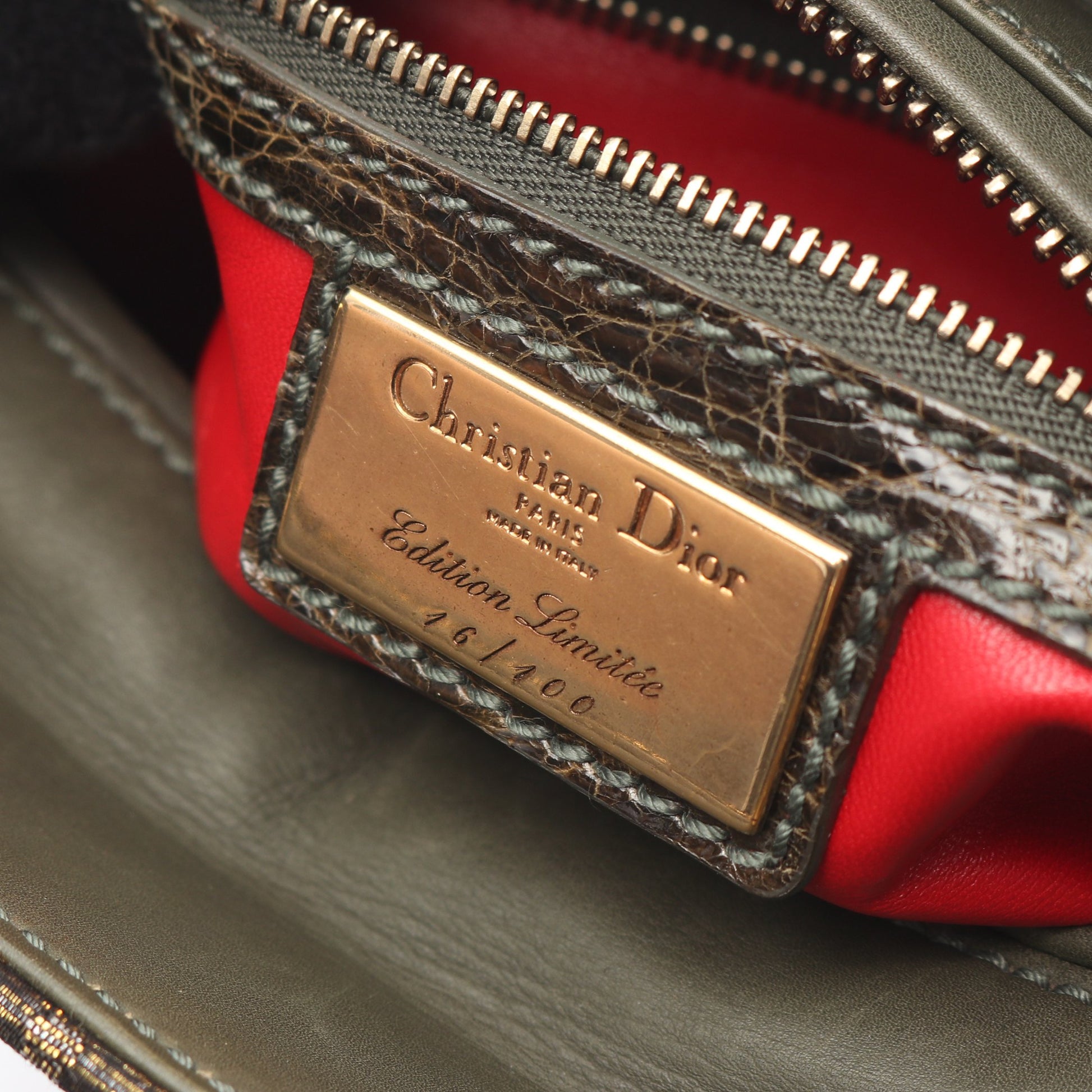 LADY DIOR レディディオール ハンドバッグ レザー クロコダイル カーキグリーン 2WAY クリスチャンディオール バッグ Christian Dior