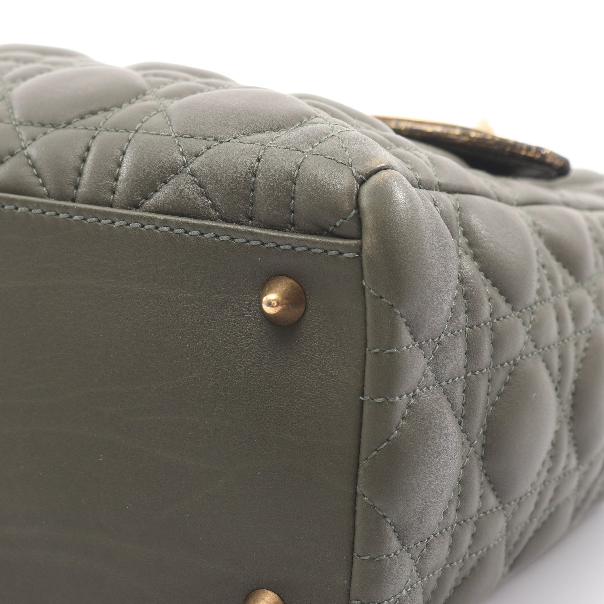 LADY DIOR レディディオール ハンドバッグ レザー クロコダイル カーキグリーン 2WAY クリスチャンディオール バッグ Christian Dior