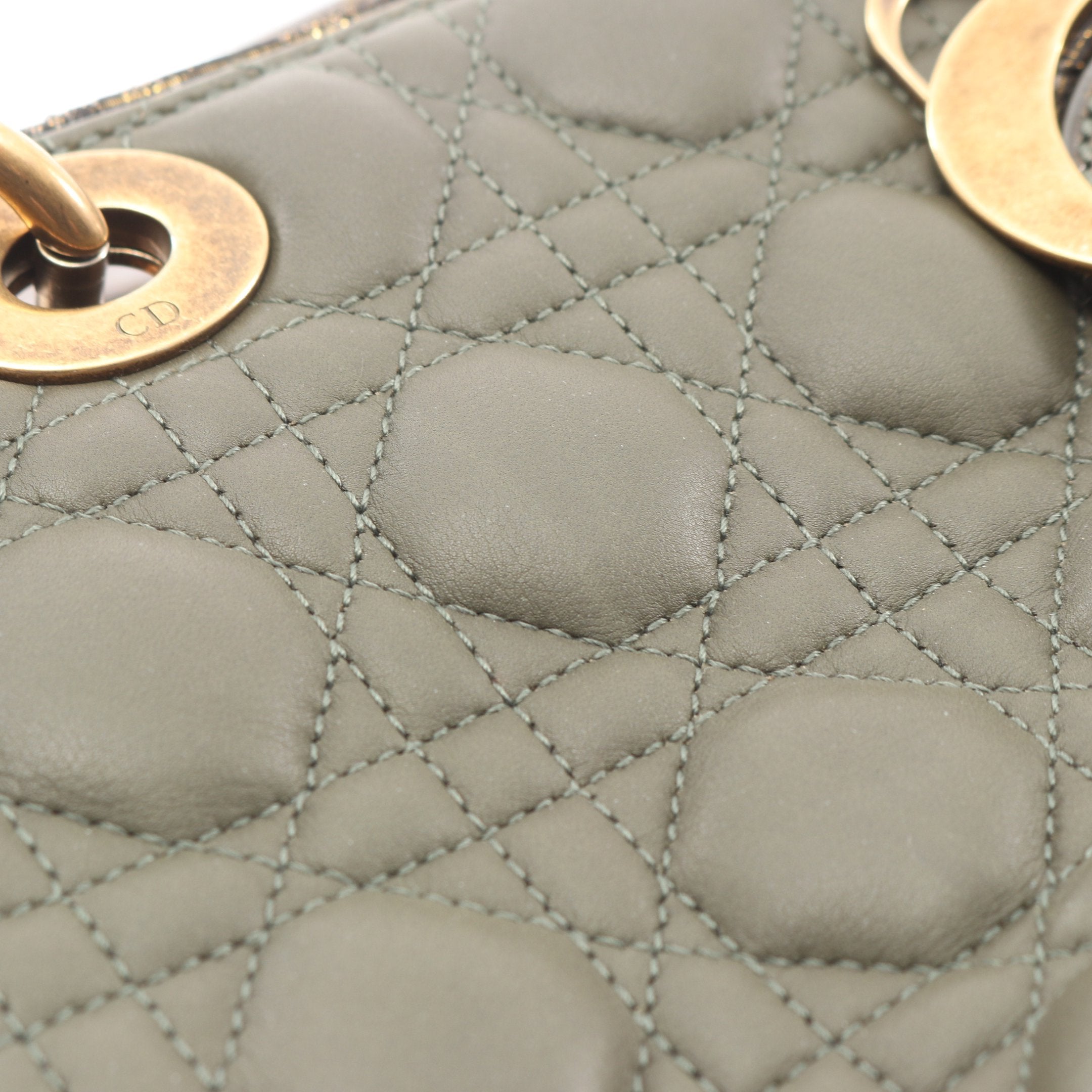 LADY DIOR レディディオール ハンドバッグ レザー クロコダイル カーキ