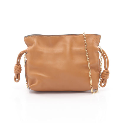 フラメンコクラッチ ナノ チェーンショルダーバッグ レザー ライトブラウン ロエベ バッグ LOEWE