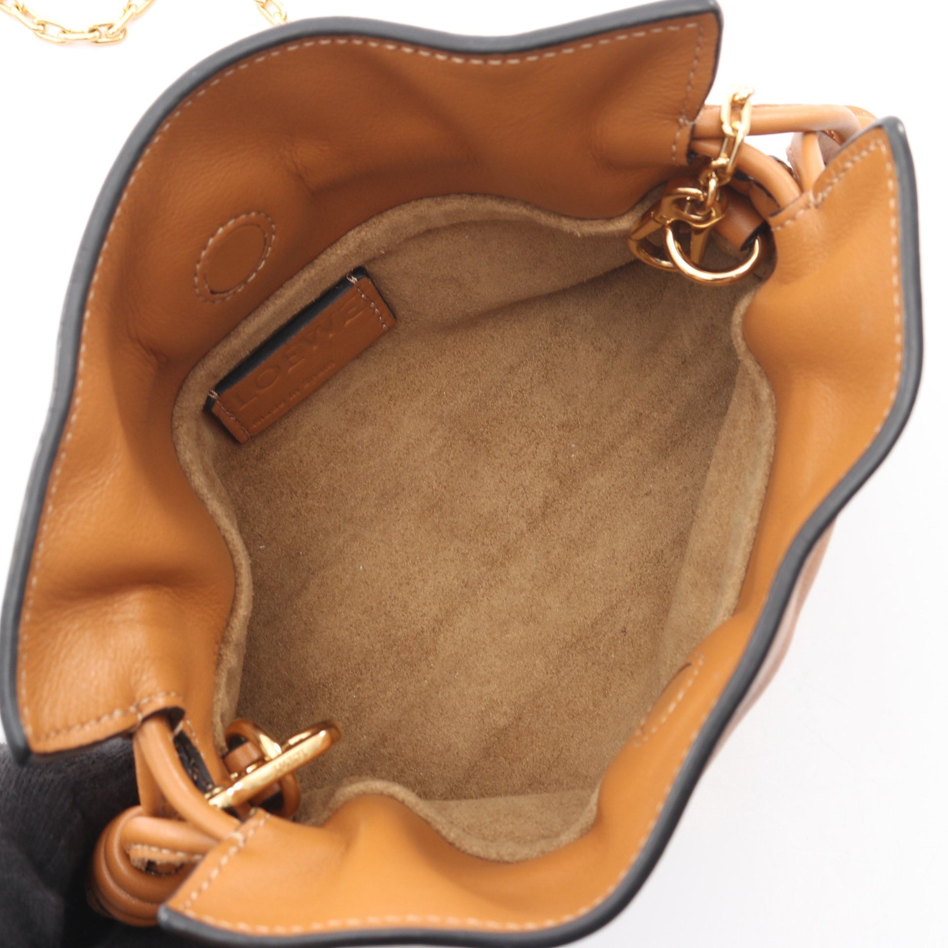 フラメンコクラッチ ナノ チェーンショルダーバッグ レザー ライトブラウン ロエベ バッグ LOEWE