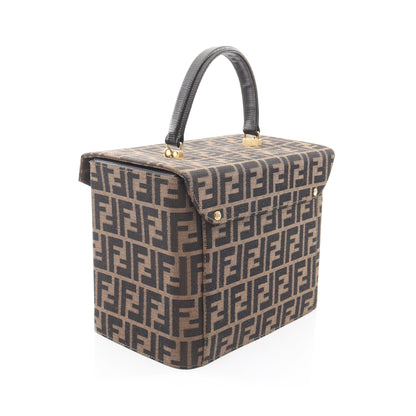 ズッカ バニティバッグ キャンバス レザー ブラウン ブラック 2WAY フェンディ バッグ FENDI